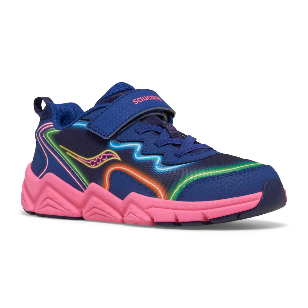 Saucony Flash AC 3.0 Neon Blue Pink Kids Youth Sneakers GoldenBug