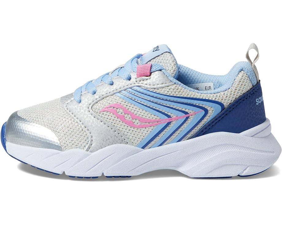 Saucony Wind LTT Silver Blue Pink Youth Laces Sneakers GoldenBug