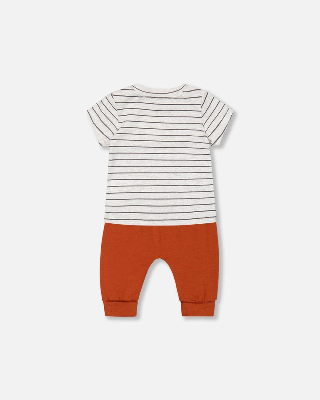Deux Par Deux Organic Cotton Top And Evolutive Pant Set - Oatmeal And Cinnamon Puppy Deux Par Deux Organic Cotton Top And Evolutive Pant Set - Oatmeal And Cinnamon Puppy