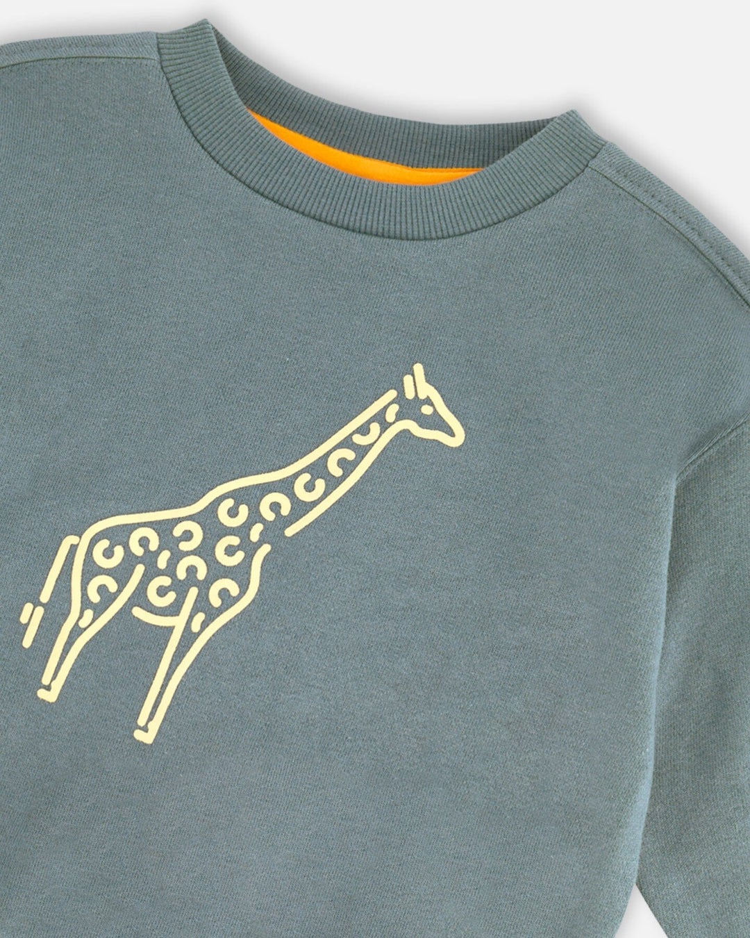 Deux Par Deux Giraffe Print French Terry Sweatshirt GoldenBug