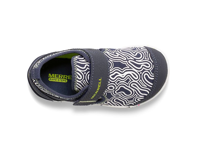 Merrell Bare Steps Navy Lime Toddler and Kids Sneakers GoldenBug
